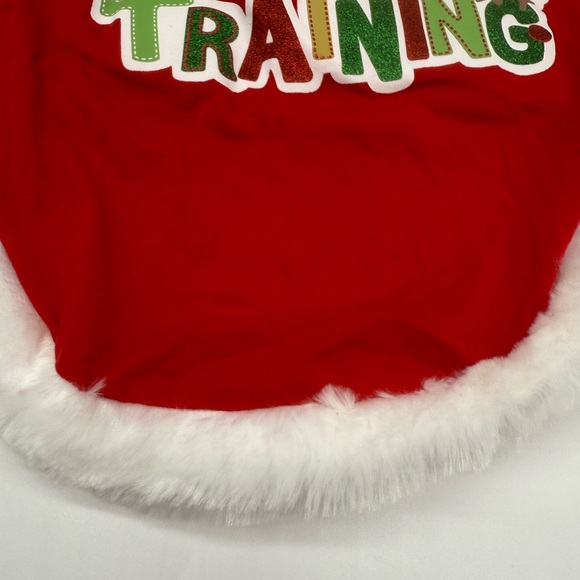 Reindeer in Training Red Fluffy Trim Christmas Pet Shirt- BNWT - Picture 4 of 6